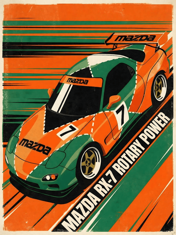 Rotary Power: Mazda RX-7 Vintage Racing Poster
