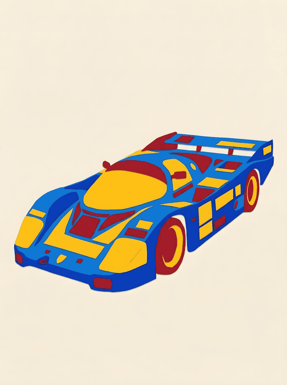 Porsche 962: Primary Colors Flat Art