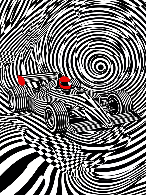 Speed in Distortion: Formula 1 Op Art