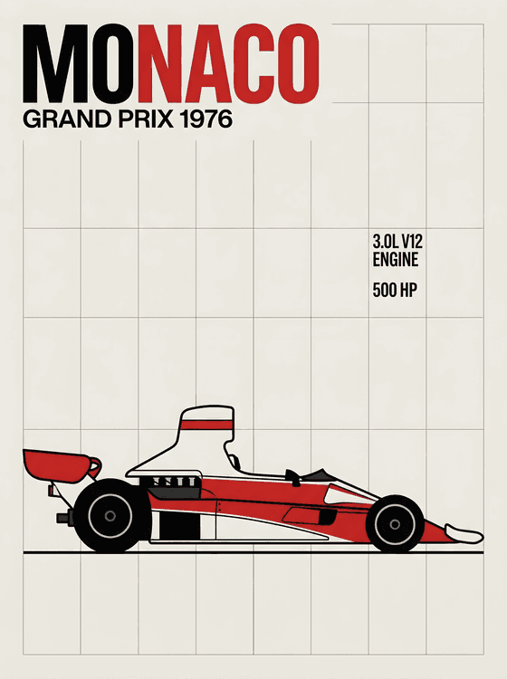 Monaco Grand Prix 1976: V12 Technical Illustration