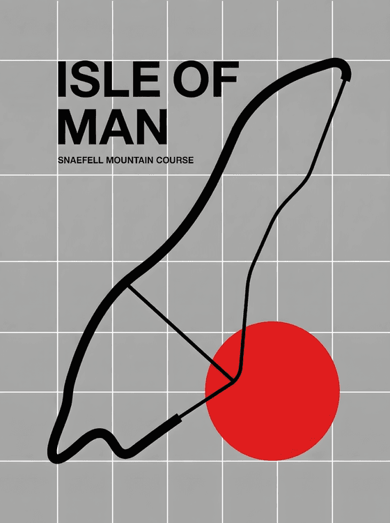 Snaefell Mountain Course: Minimalist Isle of Man Track Art