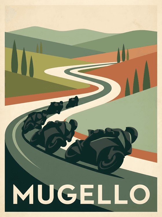 Mugello Circuit: Tuscany Motorcycle Racing Travel Poster