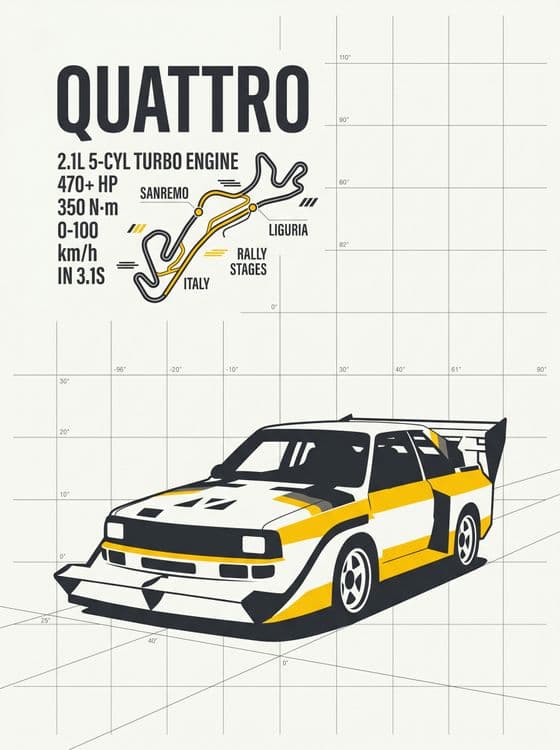 Audi Sport Quattro S1 Sanremo Rally Infographic
