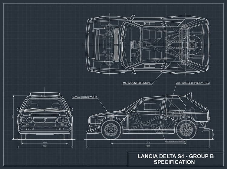 Lancia Delta S4 Group B Technical Blueprint
