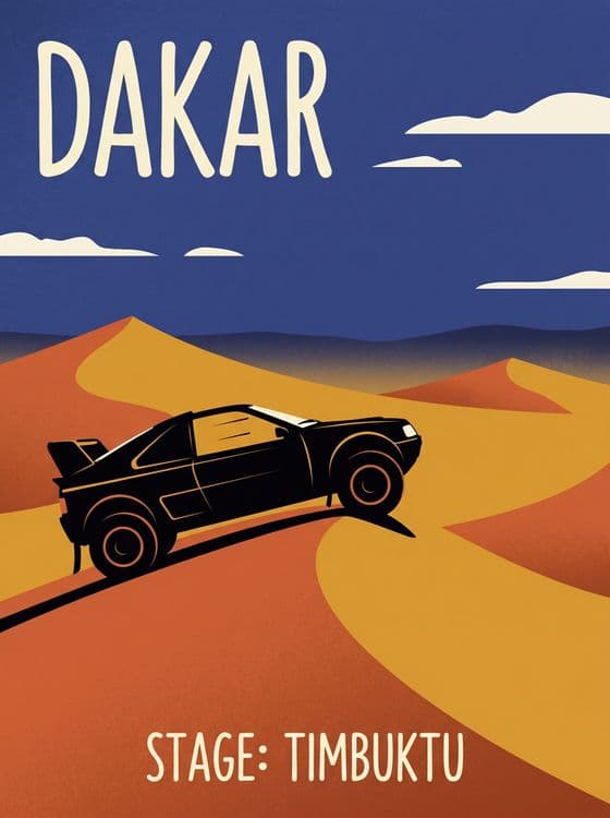 Peugeot 205 T16 Dakar Rally Timbuktu Poster