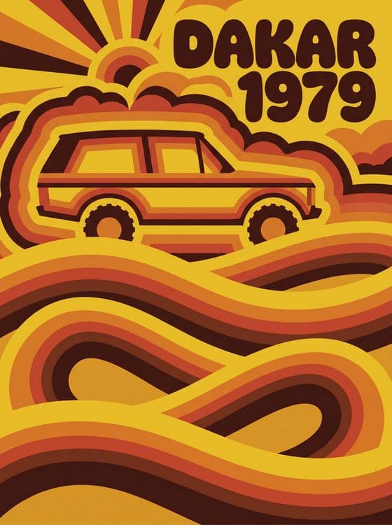 DAKAR 1979 Retro Psychedelic Rally Poster