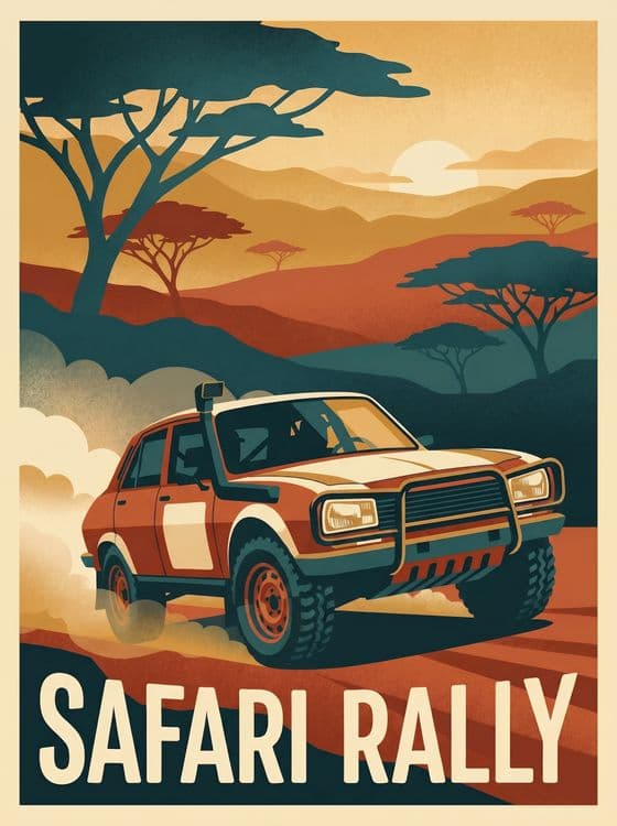 Safari Rally Renault 12 Adventure Poster