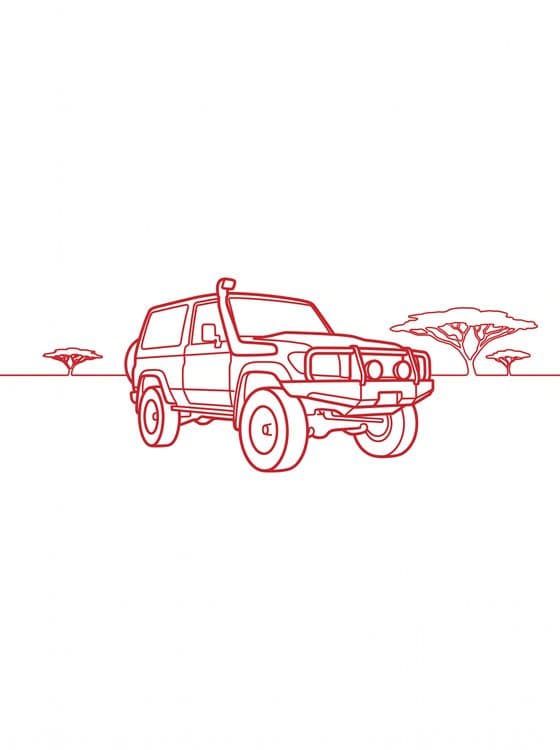 Toyota Land Cruiser 70 Series Safari Line Art