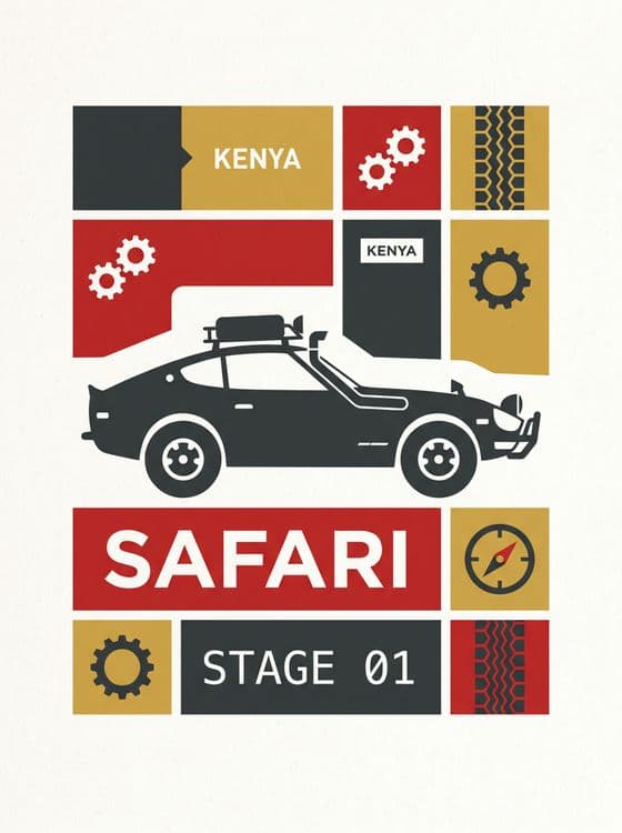 Datsun 240Z Kenya Safari Rally Stage 01 Poster