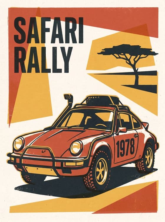 1978 Porsche 911 Safari Rally Savanna Poster