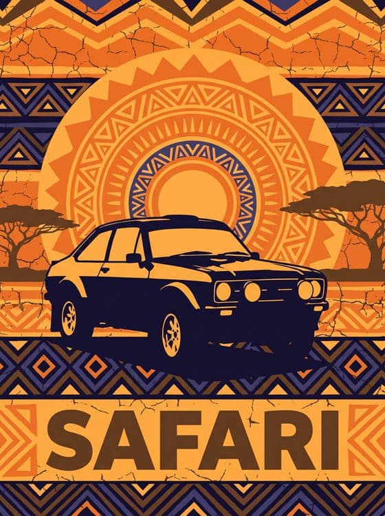 Ford Escort Safari Rally Pattern Illustration