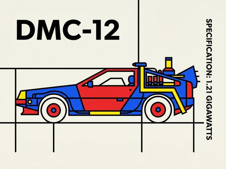 DMC-12 Time Machine Primary Color Technical Illustration