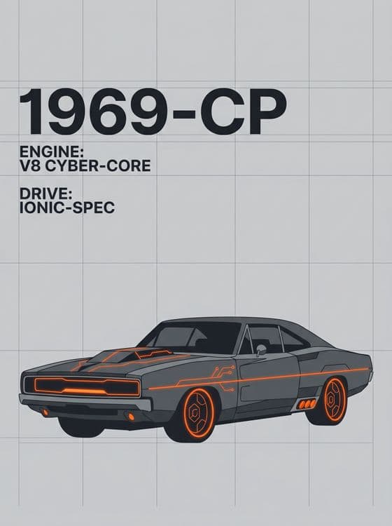 1969-CP Dodge Charger Cyberpunk Technical Poster
