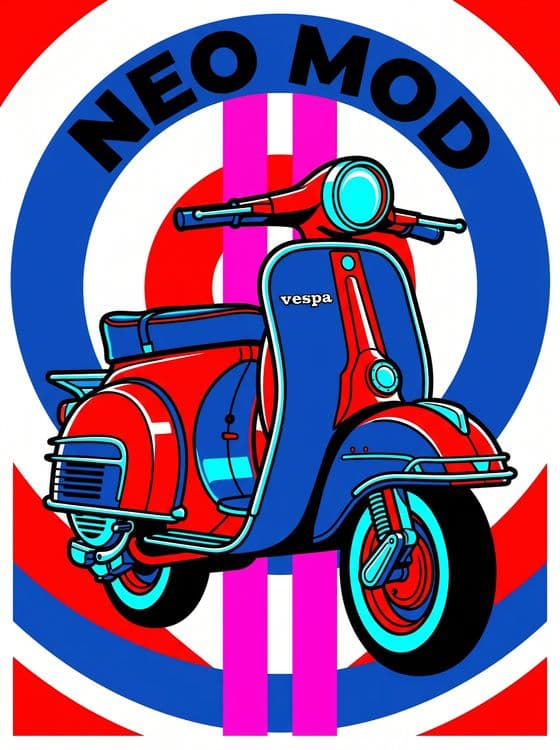 Neo Mod Vespa Pop Art Illustration