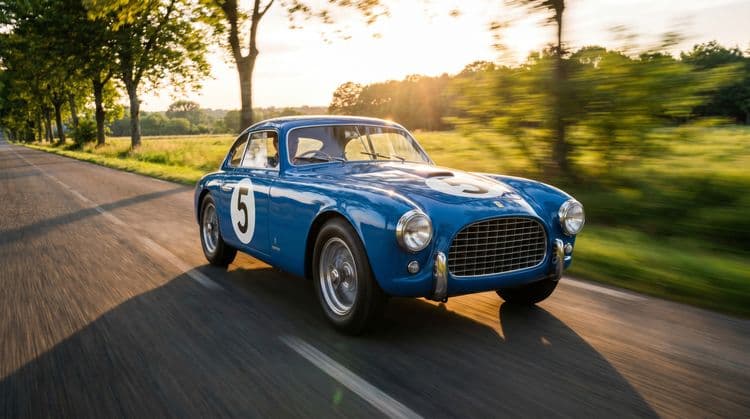 Blue Elegance: Classic Ferrari in Motion