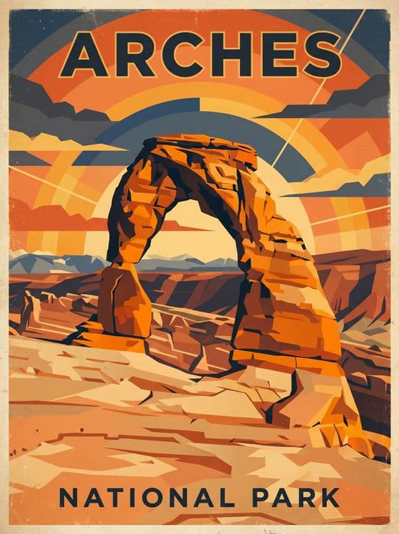 Arches National Park Vintage Travel Poster
