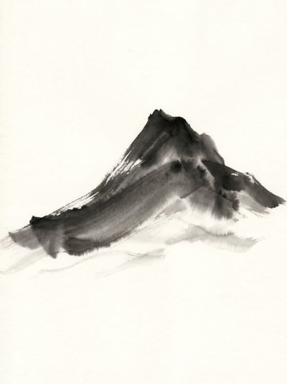 Zen Mountain Ink Wash