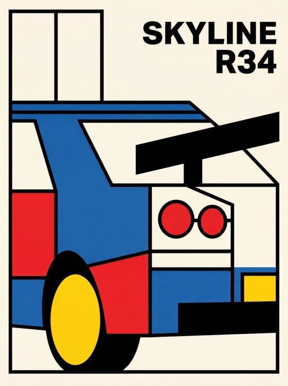 De Stijl Skyline R34 Composition