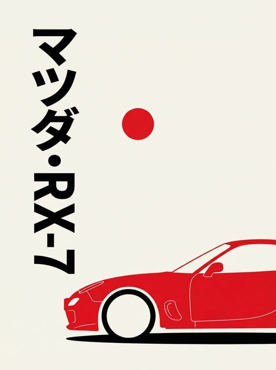 Mazda RX-7 FD3S Rising Sun Minimalist Poster