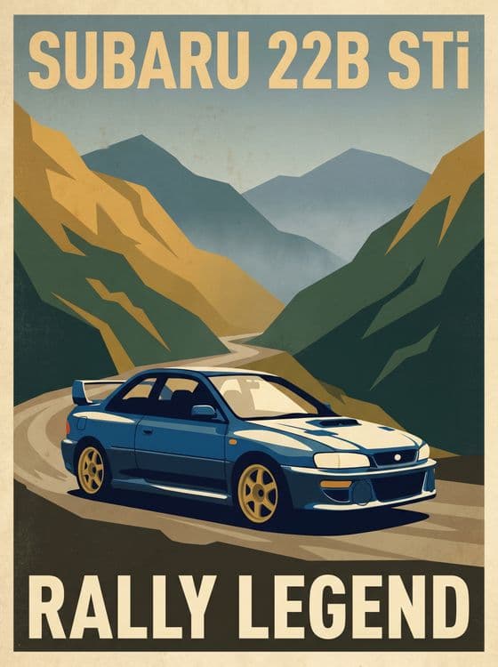 Subaru 22B STi Rally Legend Vintage Poster