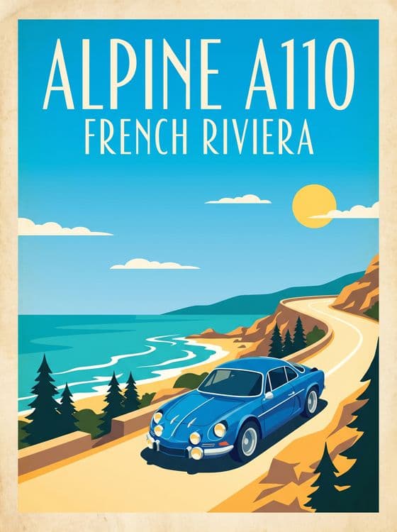 Alpine A110 French Riviera Travel Poster