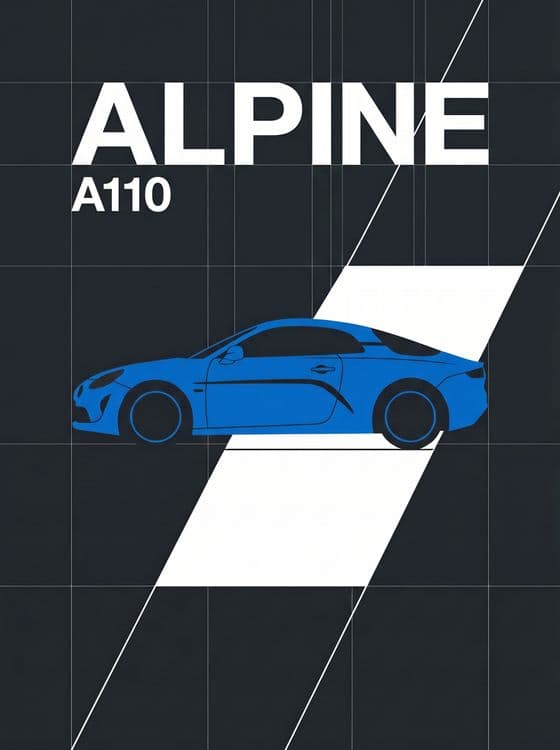Alpine A110 Minimalist Grid Graphic