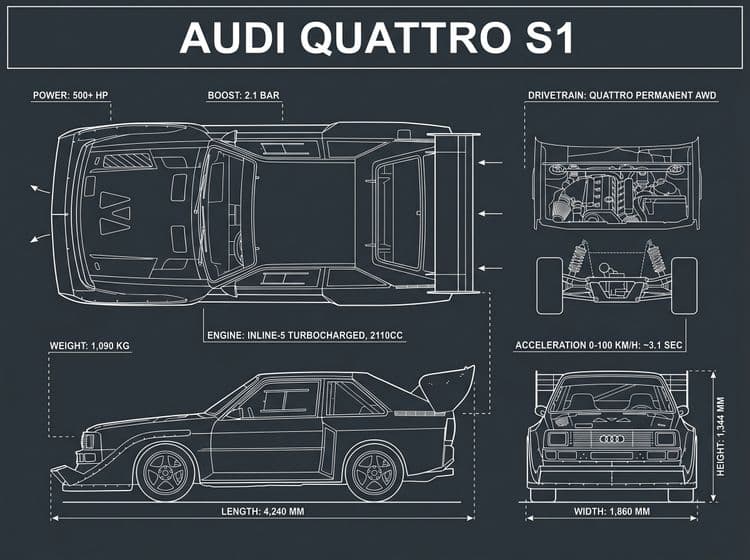 Audi Sport Quattro S1 Technical Blueprint