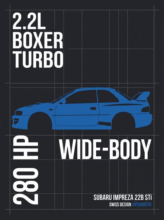 Subaru Impreza 22B STi Swiss Style Infographic
