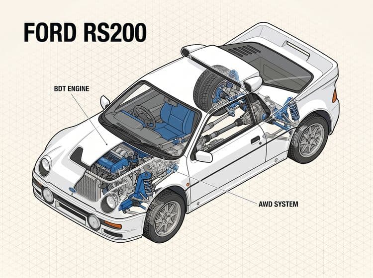 Ford RS200 Technical Cutaway Illustration