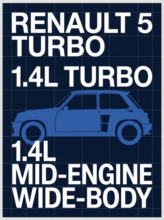 Renault 5 Turbo Technical Blueprint Infographic