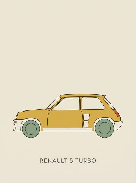 Renault 5 Turbo Minimalist Flat Art