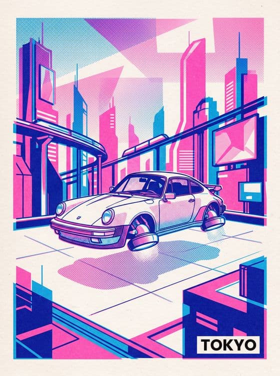 Neo-Tokyo Flight: Cyberpunk Porsche 911