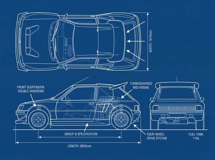 Peugeot 205 T16 Group B Blueprint