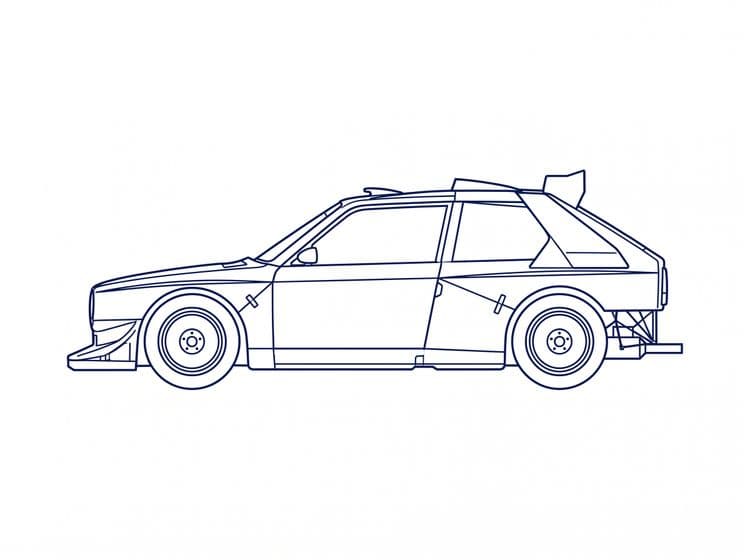Peugeot 205 T16: Minimalist Line Art