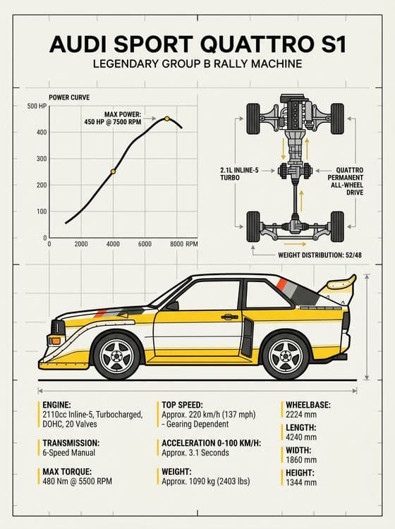 Audi Sport Quattro S1 Group B Technical Spec Poster