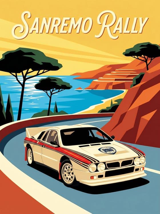 Lancia 037 Sanremo Rally Vintage Poster