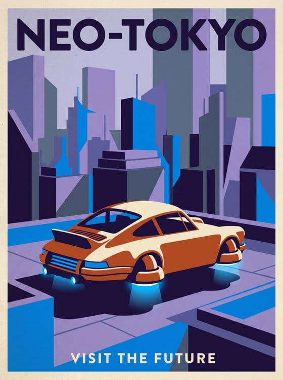 Visit Neo-Tokyo: Classic Porsche 911 Hovercar