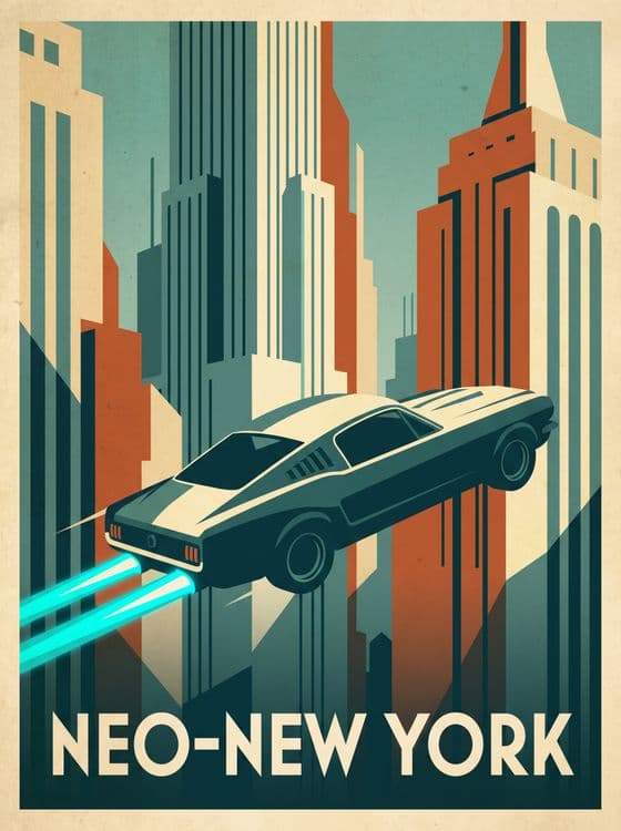 Neo-New York: Classic Ford Mustang Hovercar