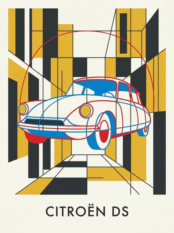 Citroën DS: De Stijl Geometric Poster