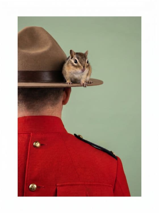 The Mountie's Guest: Canadian Guard and Chipmunk