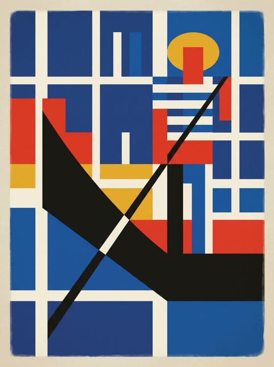 De Stijl Venezia: Abstract Venetian Gondola Art