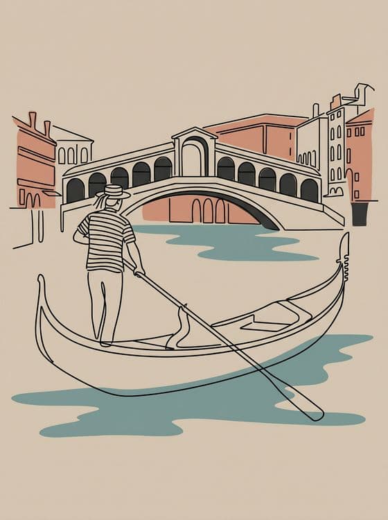 Venezia Lines: Minimalist Venetian Gondolier Art