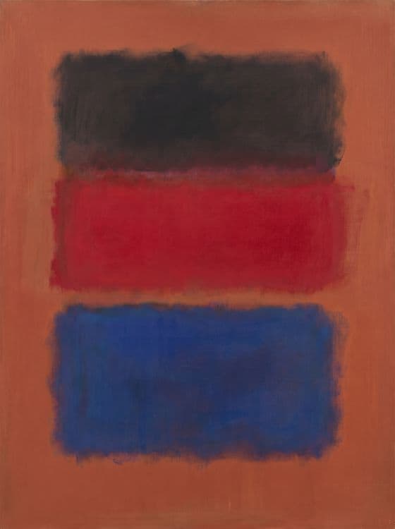 Harmony in Charcoal, Crimson and Blue: Color Field Art