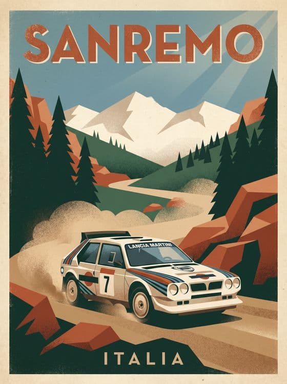 Rallye Sanremo - Lancia Delta S4 Vintage Poster
