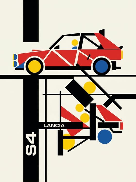 Lancia Delta S4 - Constructivist Geometric Poster