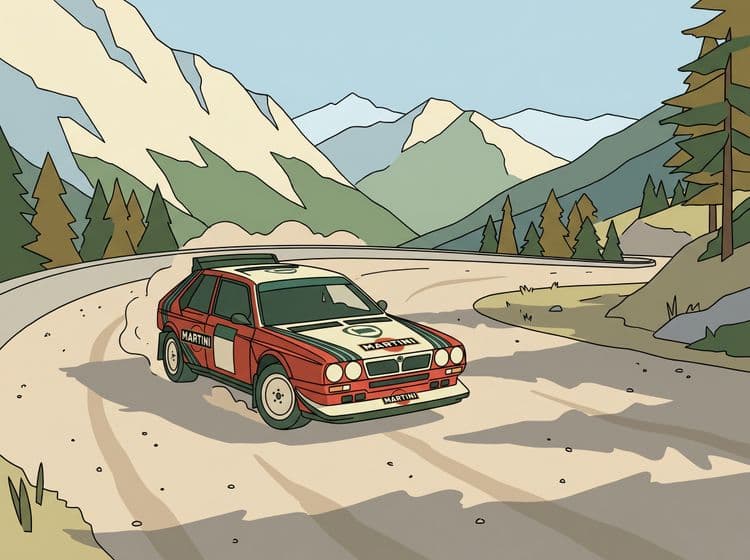 Alpine Slide - Lancia Delta S4 Line Art Poster