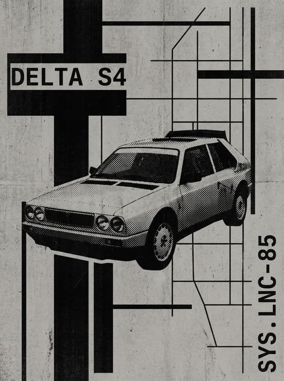 Lancia Delta S4 - Retro Technical Poster