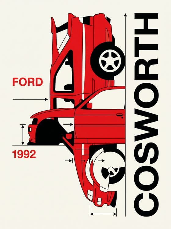 Ford Escort RS Cosworth - Avant-Garde Constructivist Poster