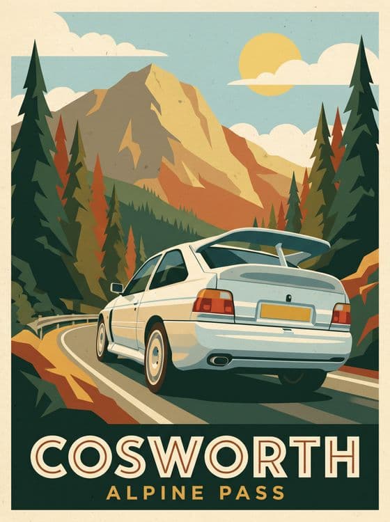 Cosworth Alpine Pass - Retro Travel Poster