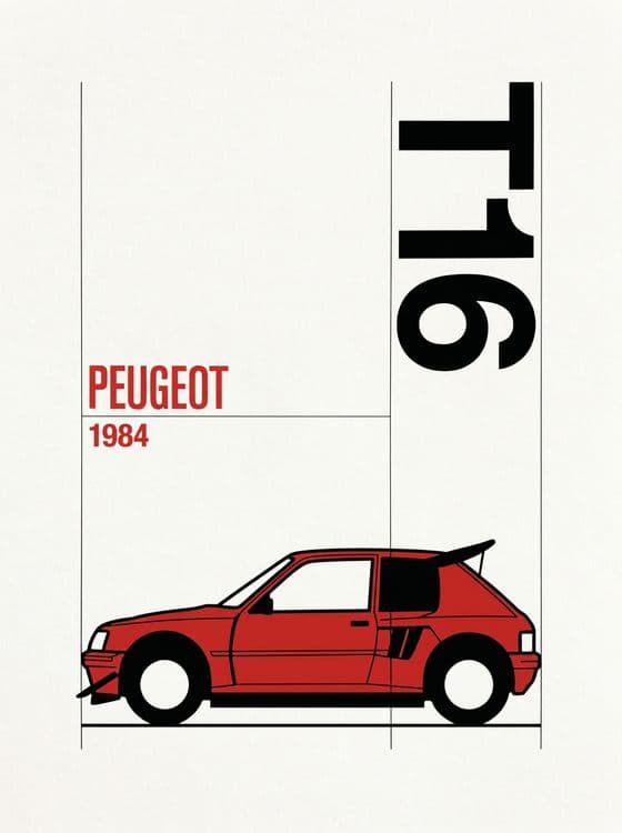 Peugeot 205 T16 1984 - Avant-Garde Constructivist Poster